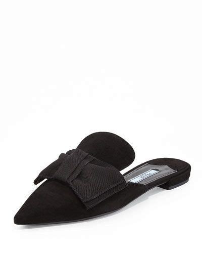 prada suede bow mule flat|prada mules for women.